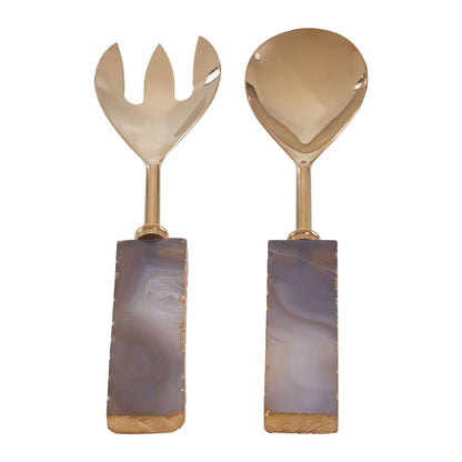 Bowerbird Agata Grey And Gold Serving Set