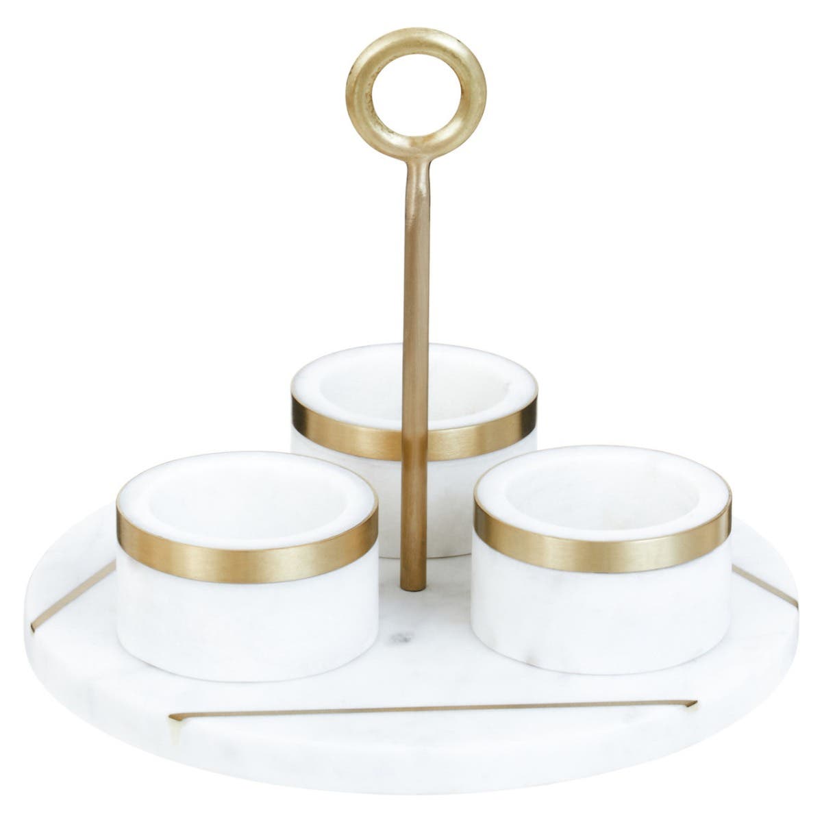 Omari White Marble Condiment Set With Tray