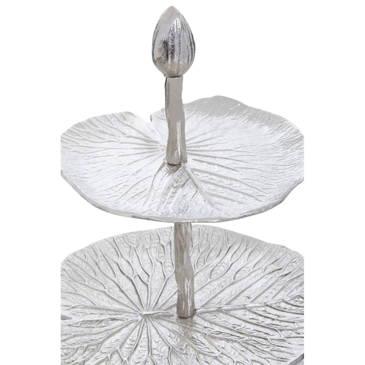 Salma Three Tier Lotus Leaf Silver Cake Stand