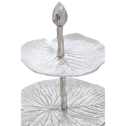 Salma Three Tier Lotus Leaf Silver Cake Stand