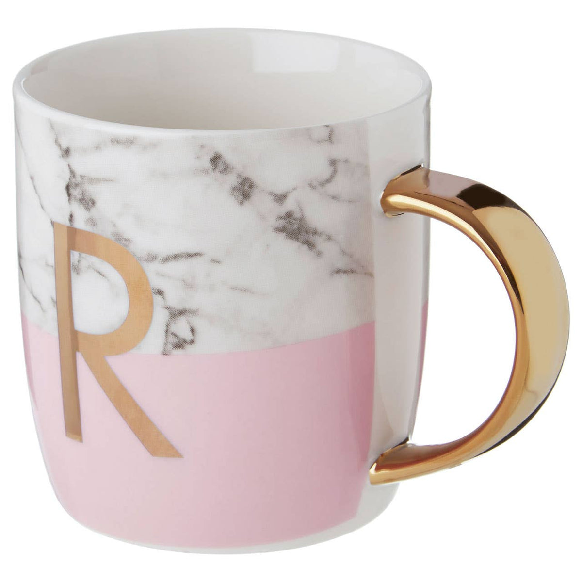 Frosted Deco Marble Effect and Pink Monogram Mug, R