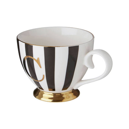 Duchess Black and White Monogram Mug, C