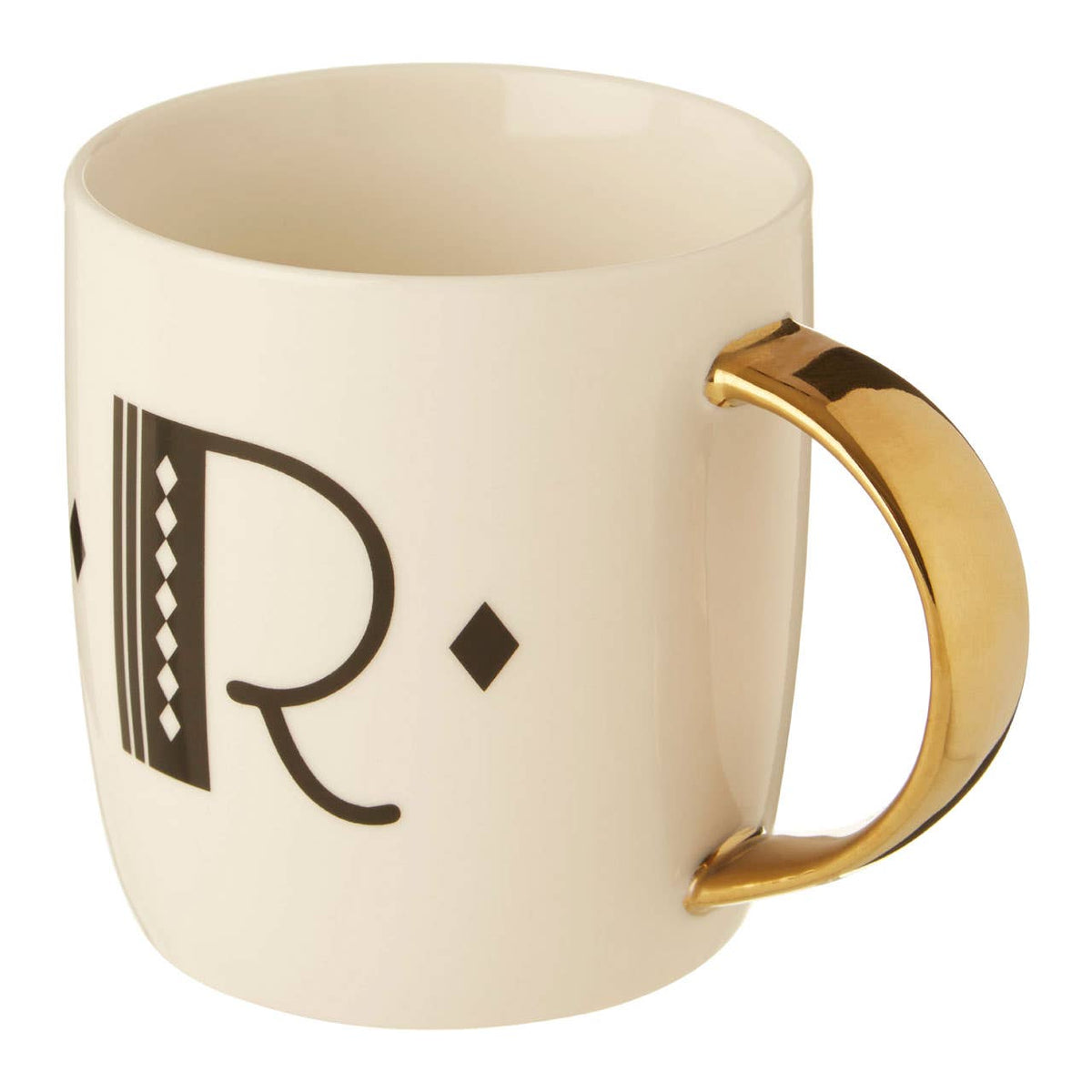 Diamond Deco White Monogram Mug, R