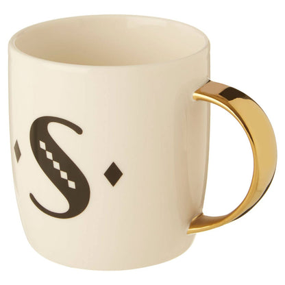 Diamond Deco White Monogram Mug, S