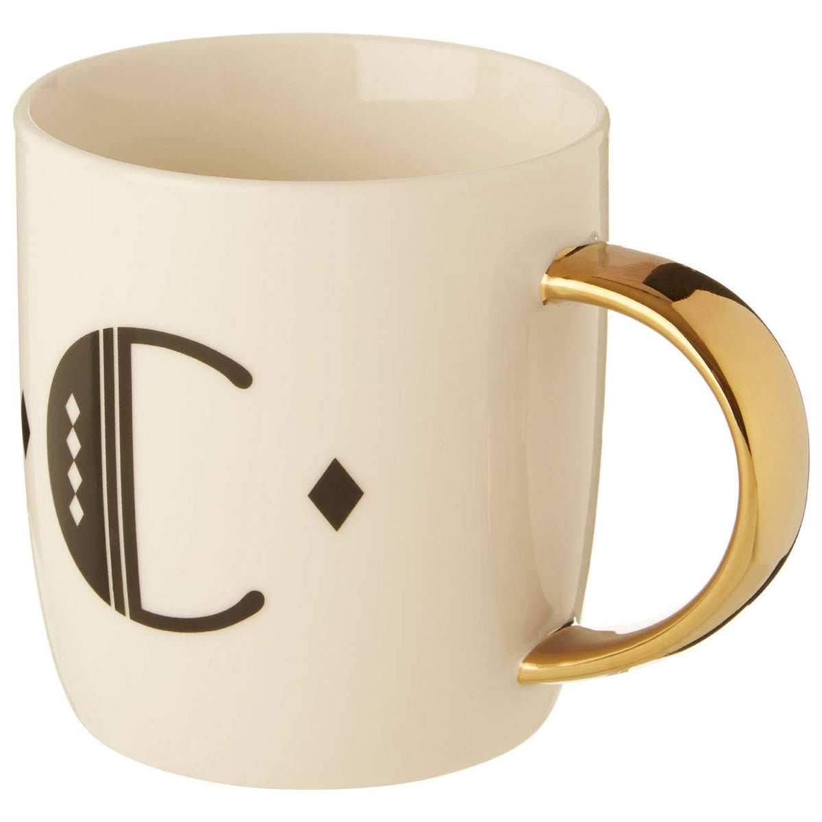 Diamond Deco White Monogram Mug, C