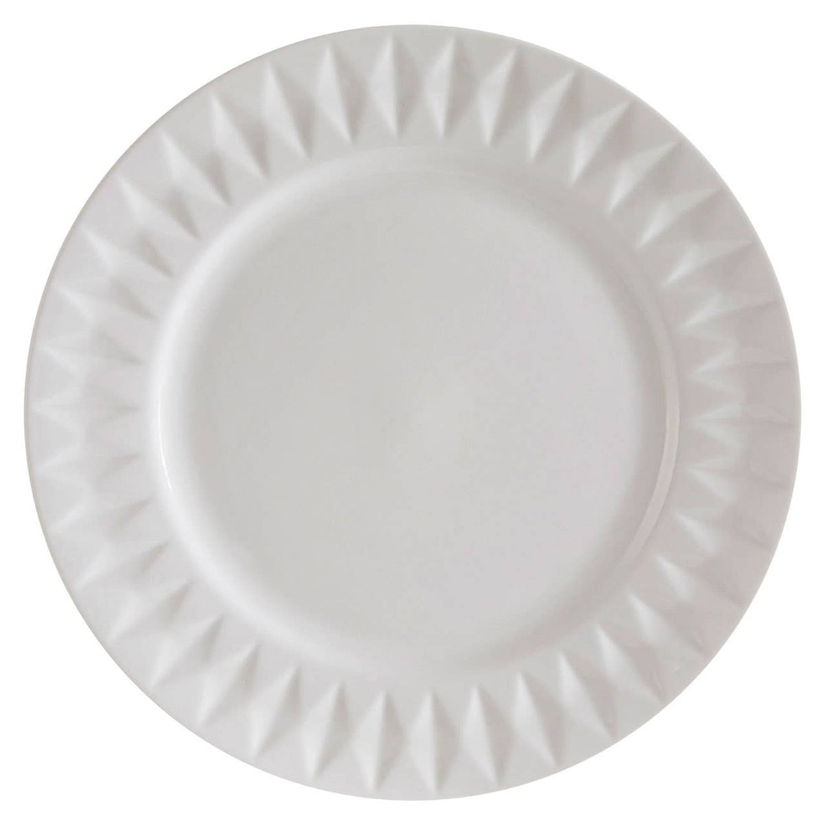 Avie 16 Piece White Embossed Dinner Set.