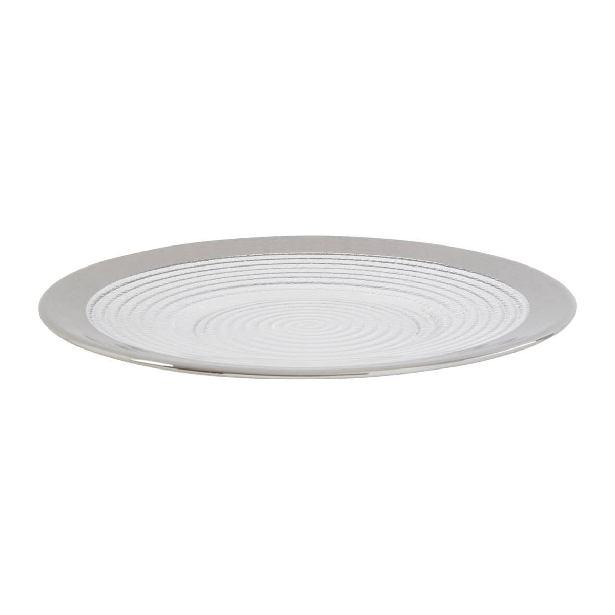 Ida Embossed Glass Side Plate With Silver Rim