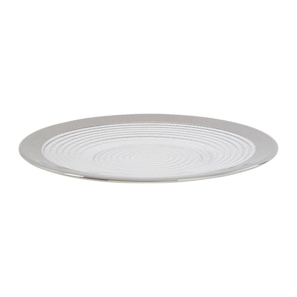 Ida Embossed Glass Side Plate With Silver Rim
