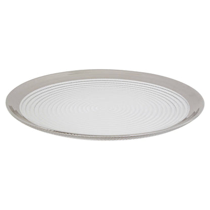 Ida Embossed Glass Coupe Dinner Plate with Silver Rim