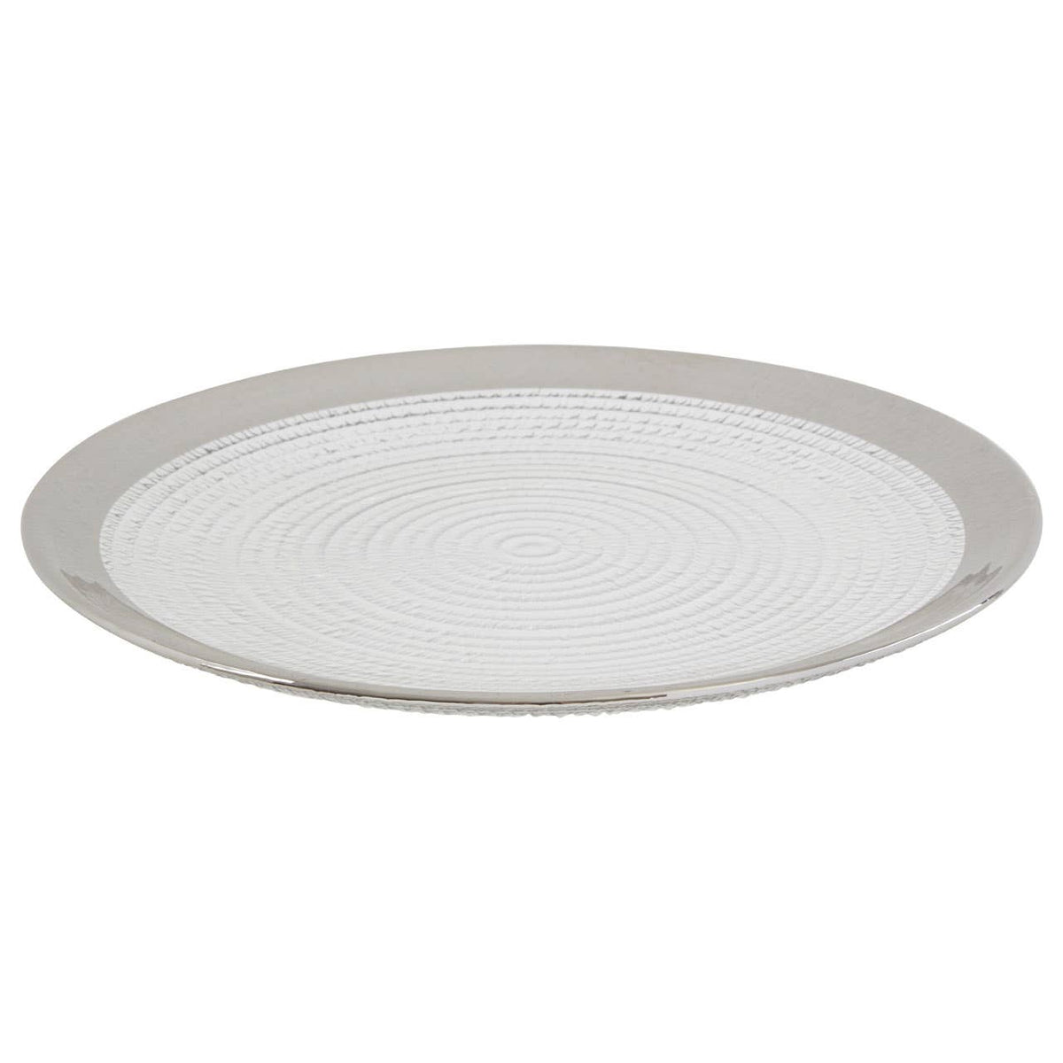 Ida Embossed Glass Coupe Side Plate with Silver Rim