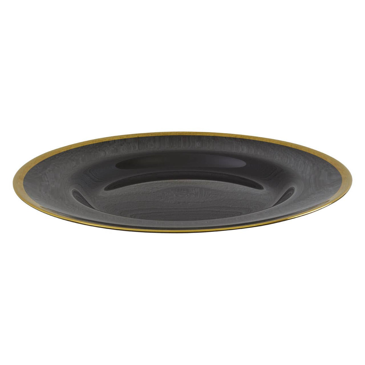 Ida Black Glass Charger Plate with Gold Rim