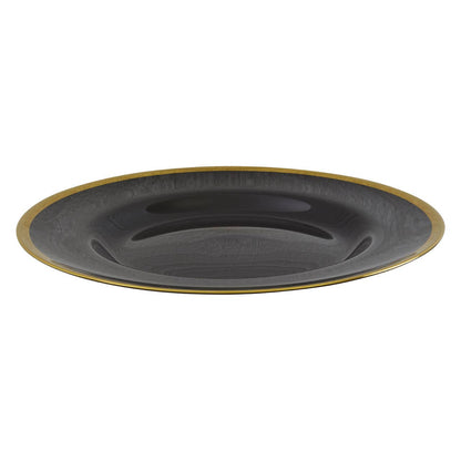 Ida Black Glass Charger Plate with Gold Rim