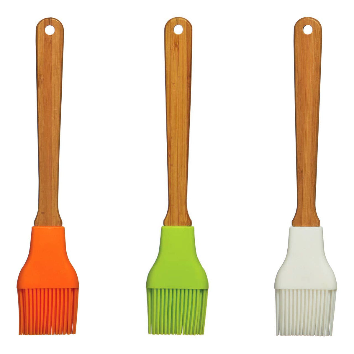 Aleki Orange Silicone Pastry Brush With Bamboo Handle