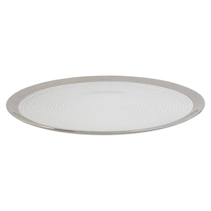 Ida Embossed Glass Coupe Charger Plate with Silver Rim