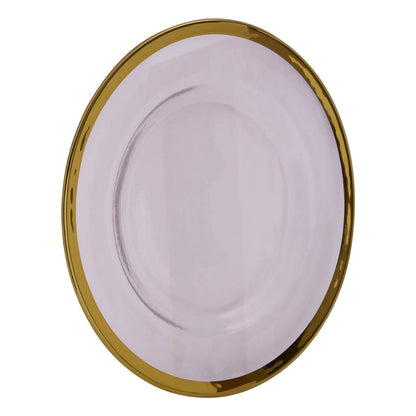 Ida Textured Glass Dinner Plate With Gold Rim
