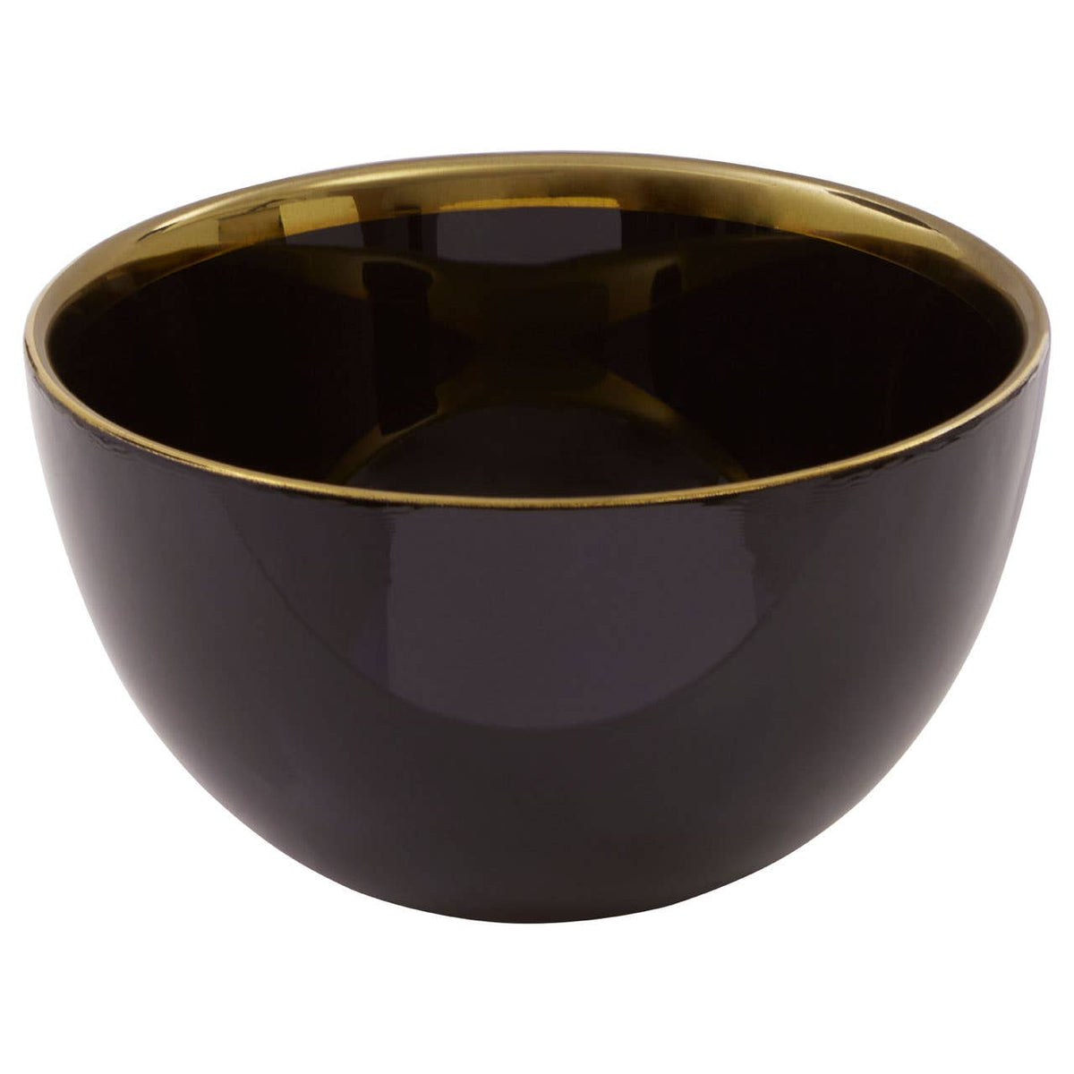 Ida Black Glass Bowl with Gold Rim
