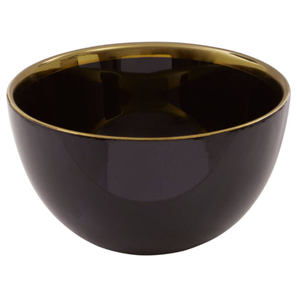 Ida Black Glass Bowl with Gold Rim