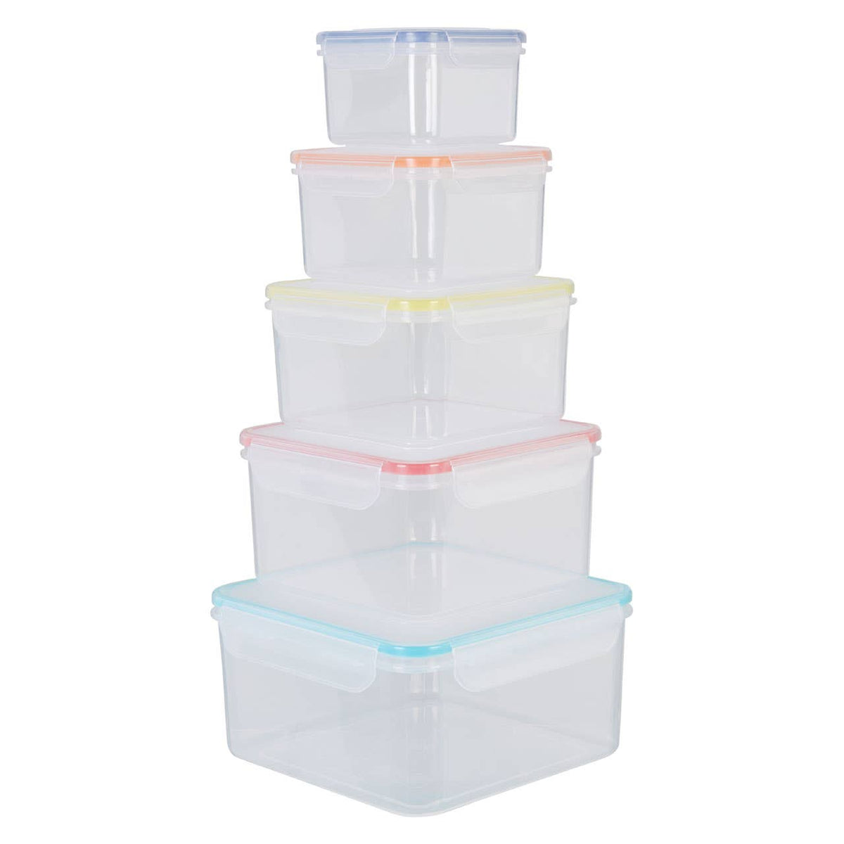 Herrela 5 Piece Square Food Containers with Airtight Lids