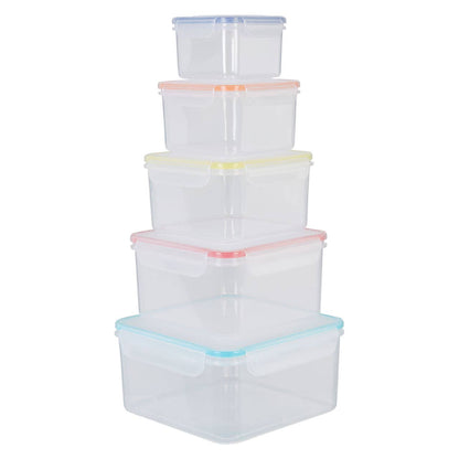 Herrela 5 Piece Square Food Containers with Airtight Lids