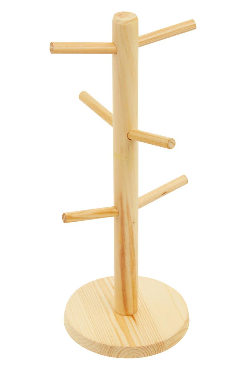 Nolan Pine Wood 6 Cup Mug Tree