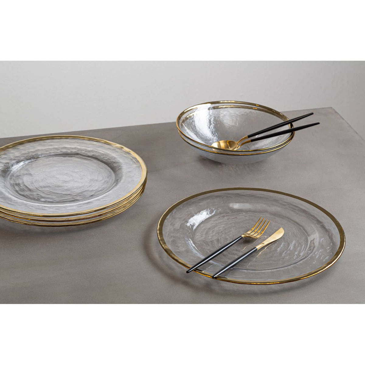 Avie 16 Piece  Black and Matte Gold Cutlery Set