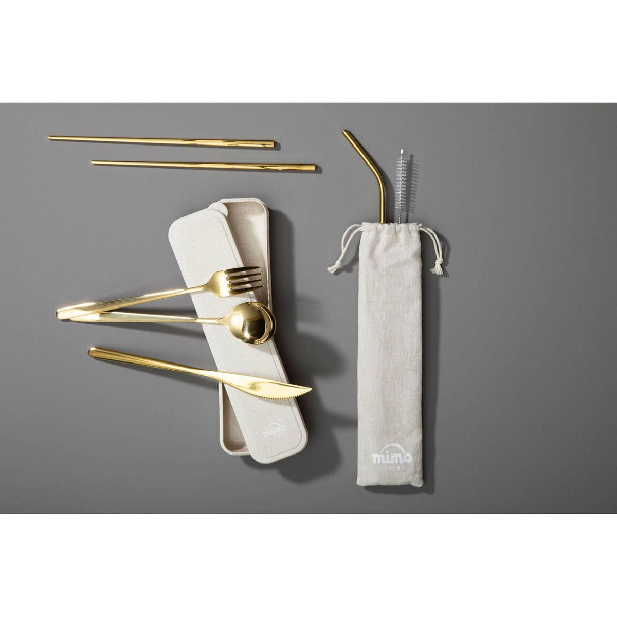 Mimo 6 Piece Gold Travel Cutlery Set with Case