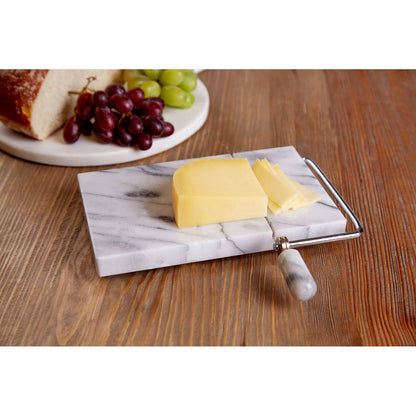 Salerno White Marble Cheese Board with Slicer