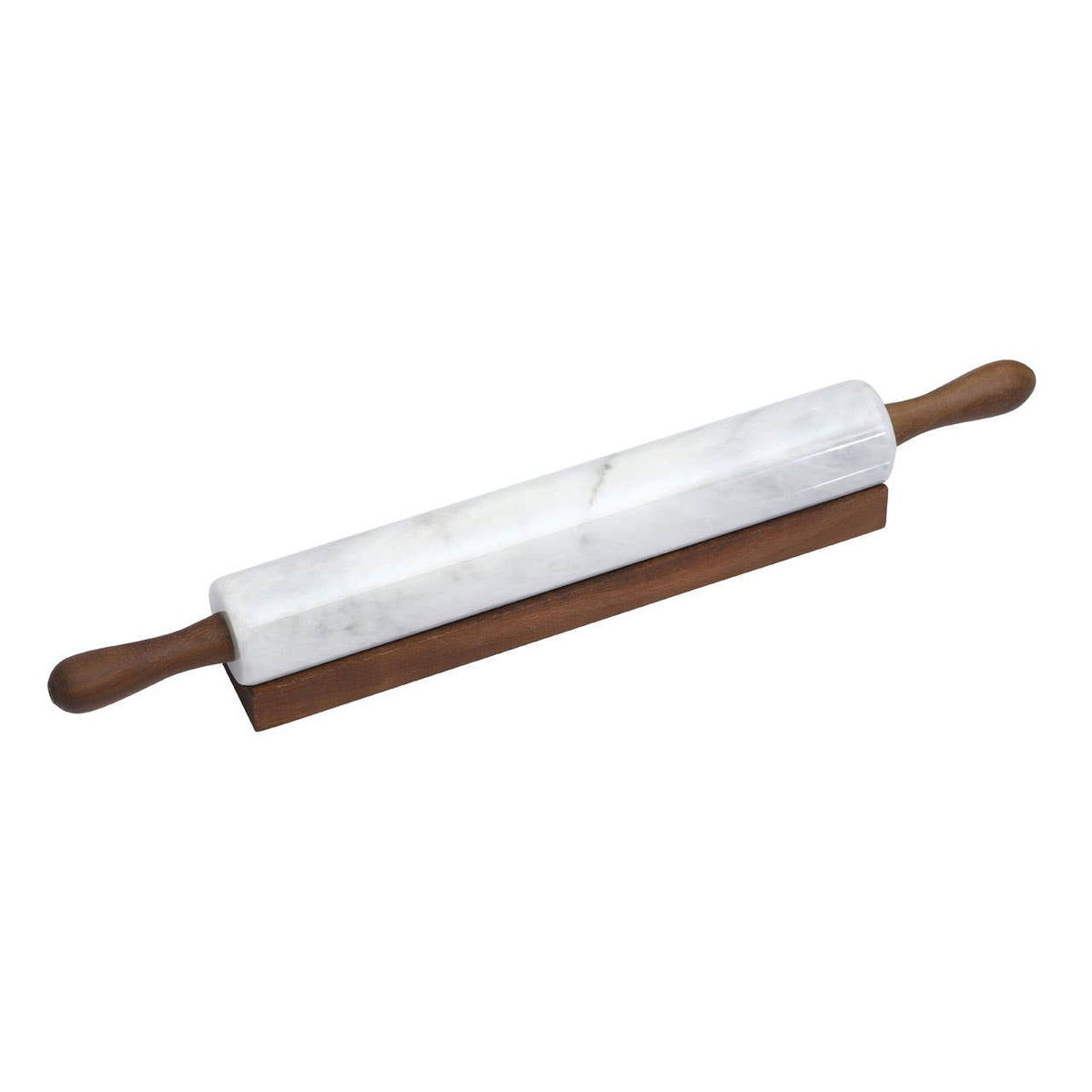 Kindia White Marble Rolling Pin with Wooden Stand
