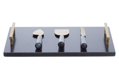 Marina Black and Gold Cheese Board and Knife Set