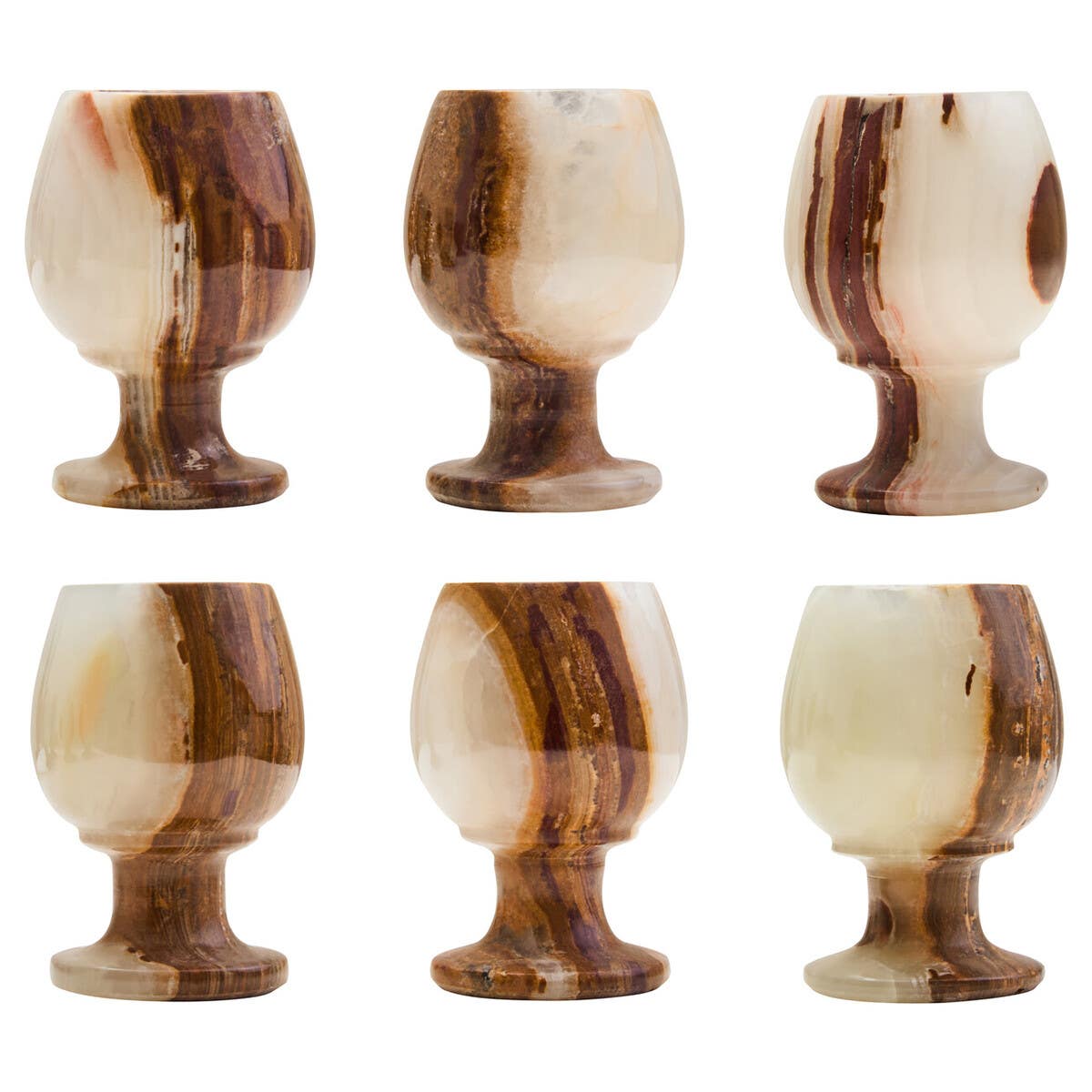 Marmore Set of Six Onyx Shot or Liqueur Glasses