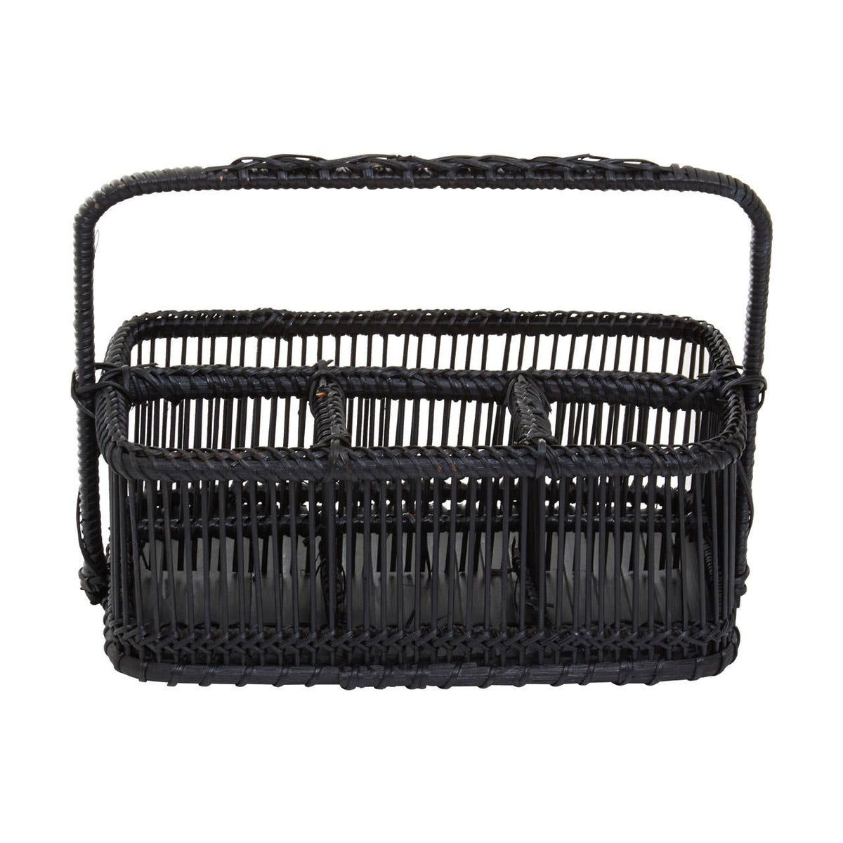 Ezell Black Rattan And Bamboo Caddy