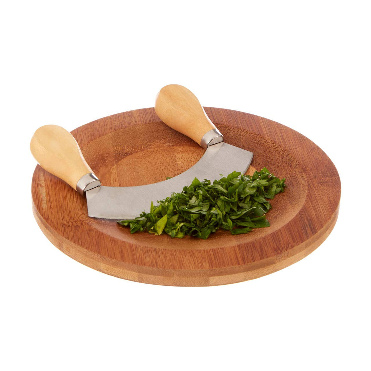 Aleki Bamboo Board with Mezzaluna Herb Chopper