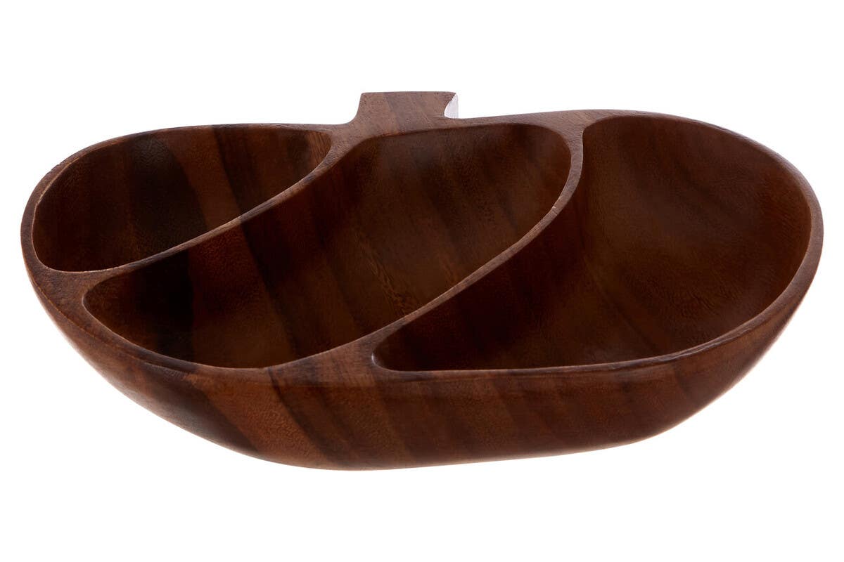 Kora Acacia 3 Section Apple Shaped Serving Dish