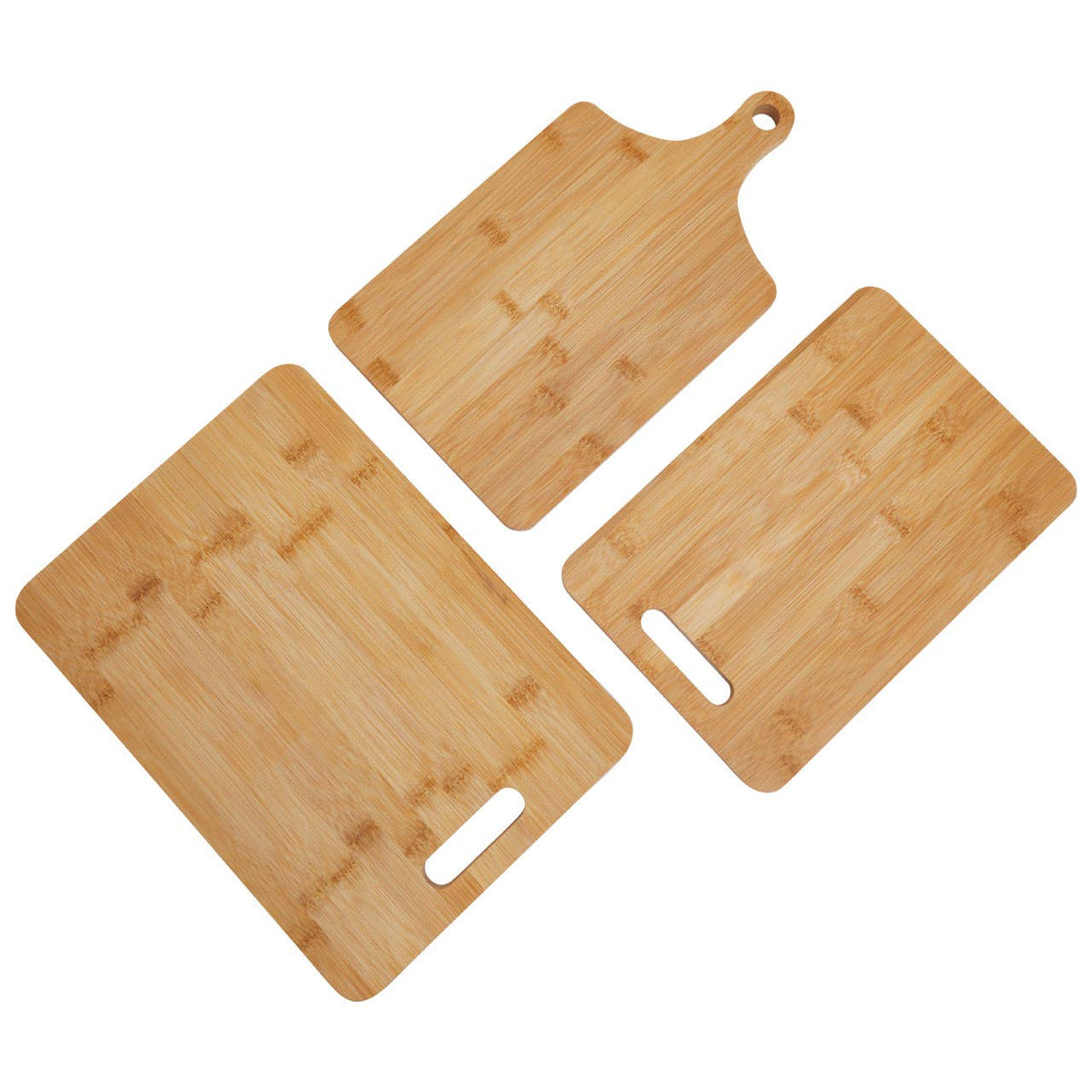 Aleki Set of Three Bamboo Chopping and Serving Boards with Handles