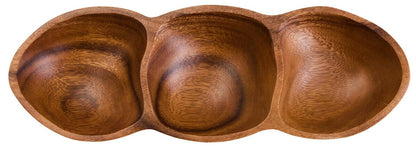 Kora Acacia Wood Three Section Antipasti Dish