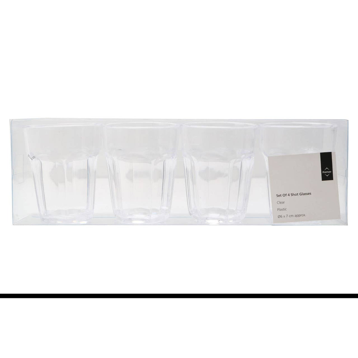 Set Of Four Clear Plastic Shot Glasses