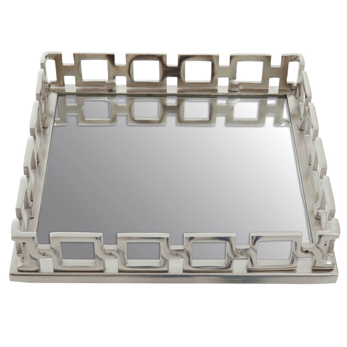 Rhoda Square Nickel Finish Mirror Tray