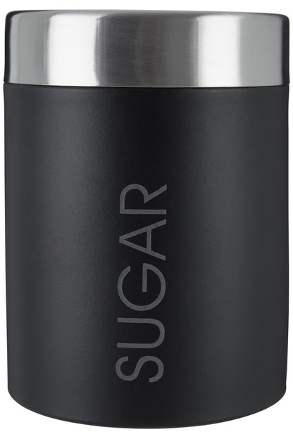 Liberty Black Enamel and Silver Sugar Canister