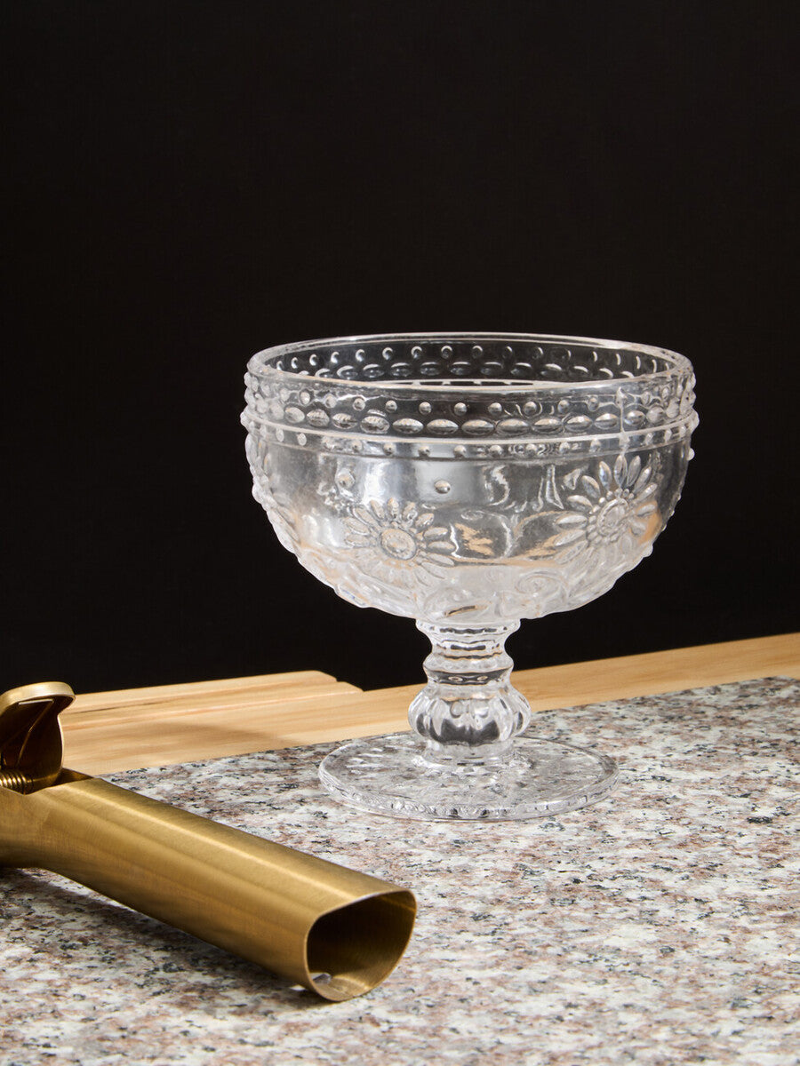 Daisy Pressed Glass Sundae Glass Dish