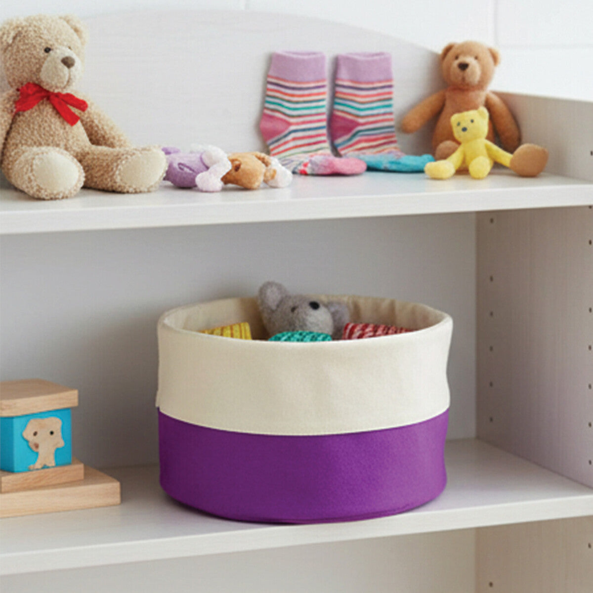 Purple And Cream Rounded Bread Basket