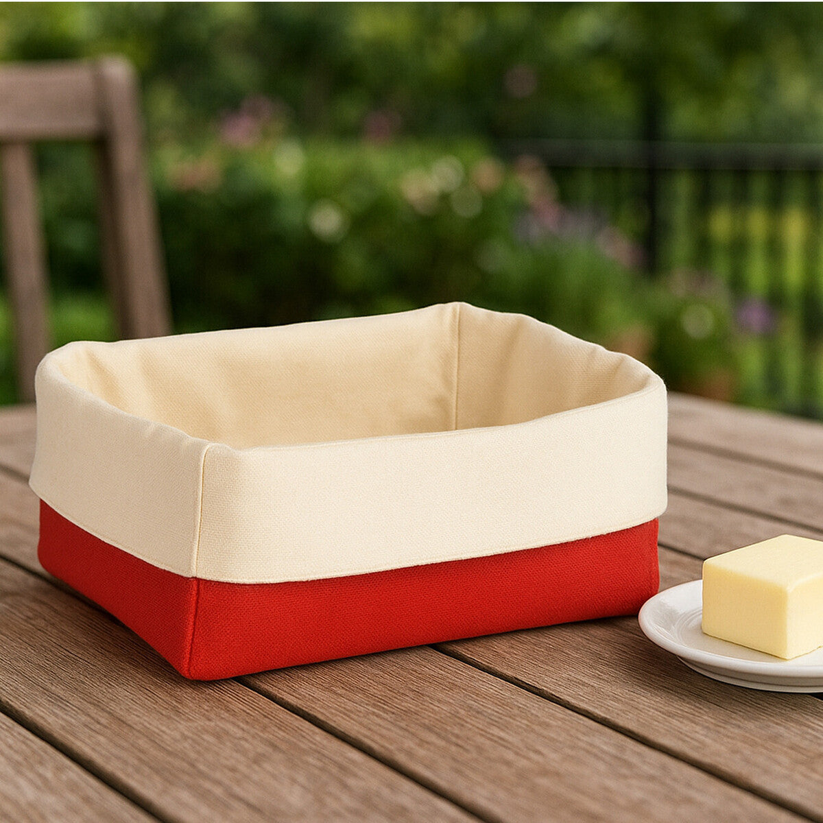 Red And Cream Folded Design Small Bread Basket