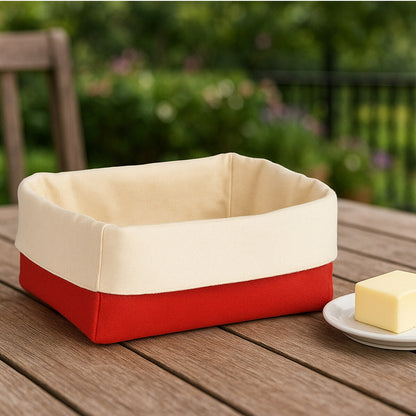 Red And Cream Folded Design Small Bread Basket
