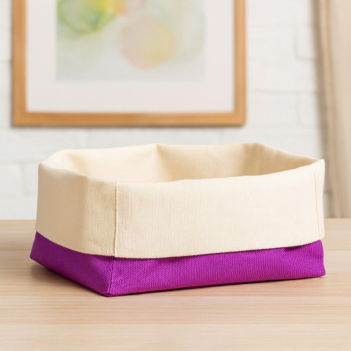 Small Bread Basket - Purple and Cream