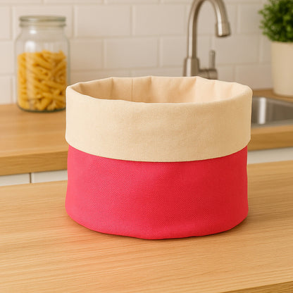 Hot Pink And Cream Folded Design Bread Basket