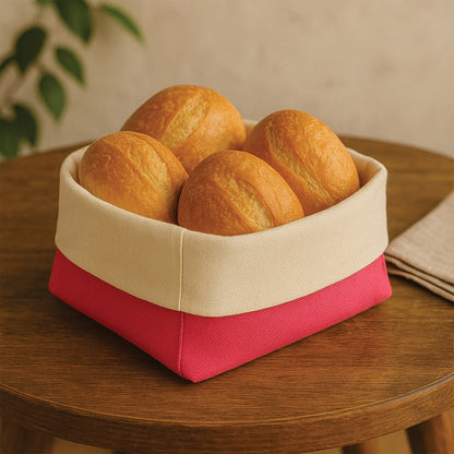 Small Bread Basket - Hot Pink and Cream