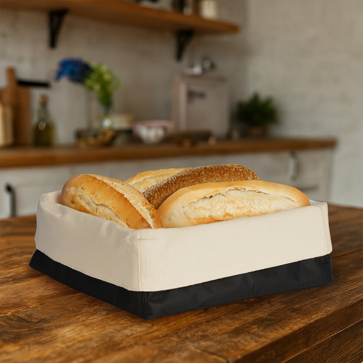 Black And Cream Folded Design Bread Basket
