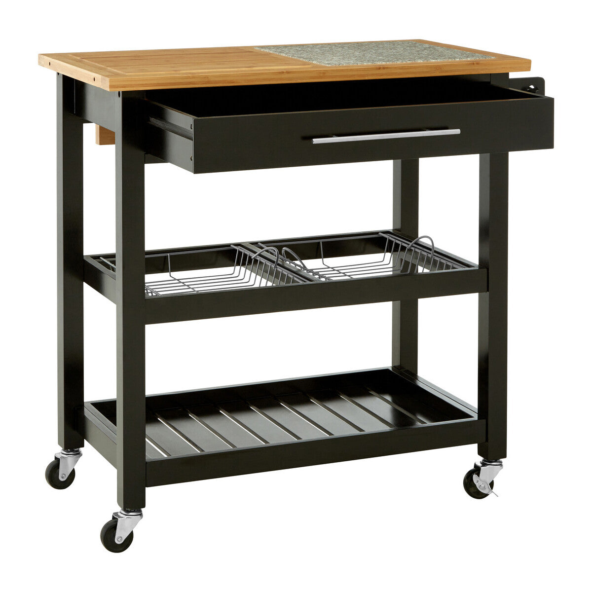 Harlow Glenn Wide Kitchen Trolley with Granite Top