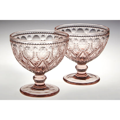 Fleur Set Of Two Pink Glass Sundae Dishes
