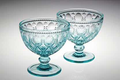 Fleur Set Of Two Blue Glass Sundae Dishes