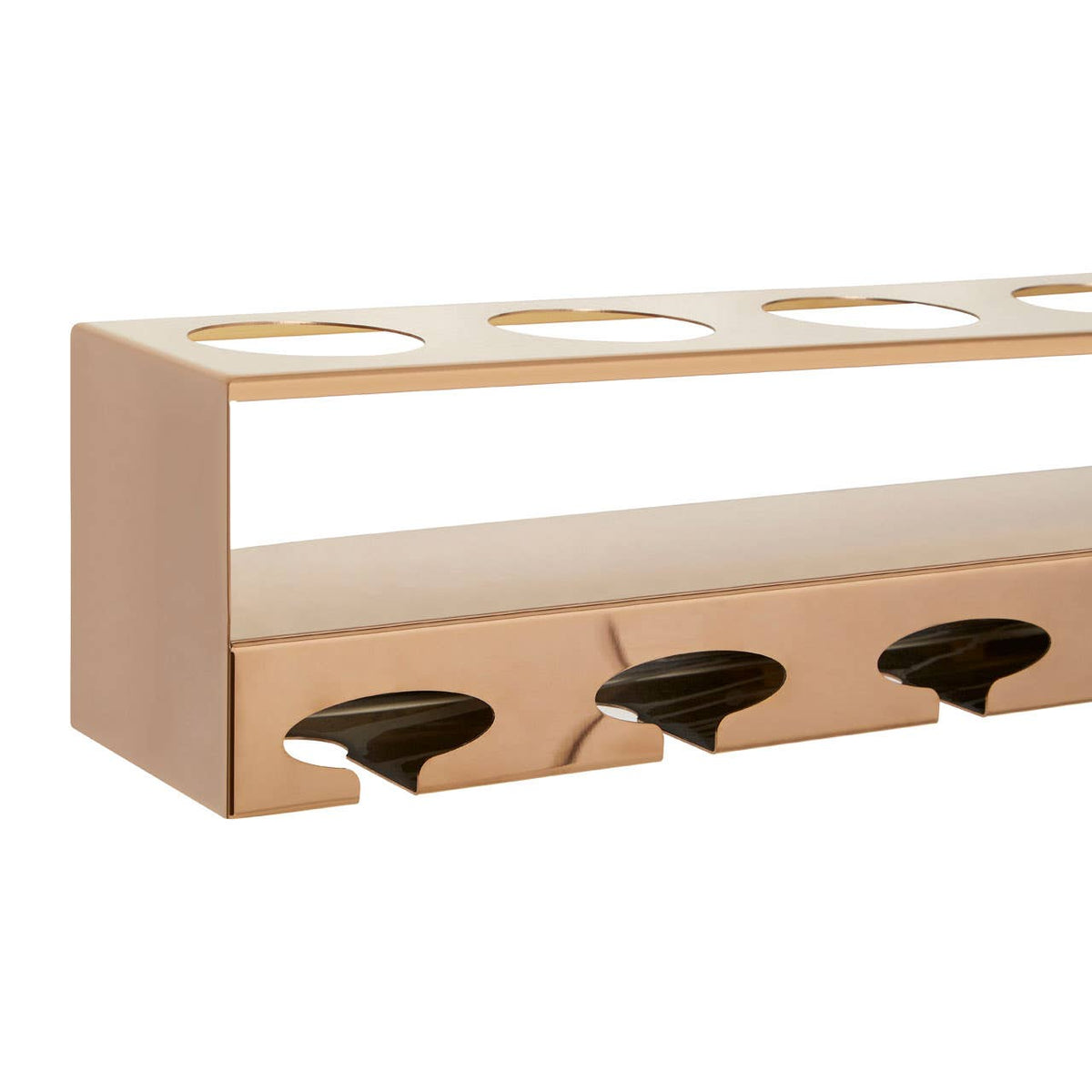 Novo Rose Gold Wall Mounted 6 Bottle Wine Rack with Stemware Holder